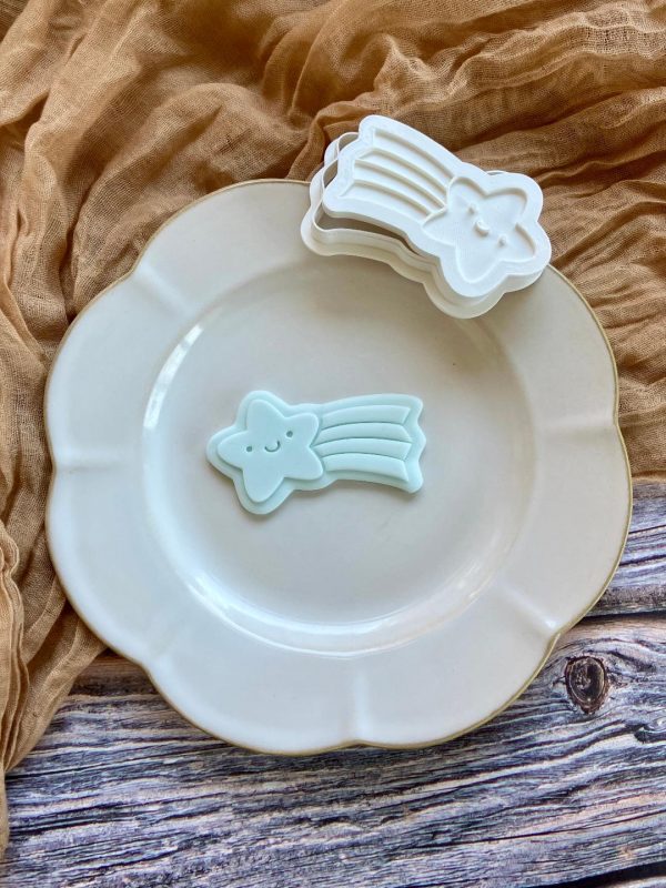 Starburst Cookie Cutter and Fondant Embosser,  Shooting Star, Cute Star, Cute Rainbow