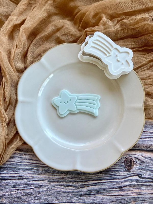 Starburst Cookie Cutter and Fondant Embosser,  Shooting Star, Cute Star, Cute Rainbow