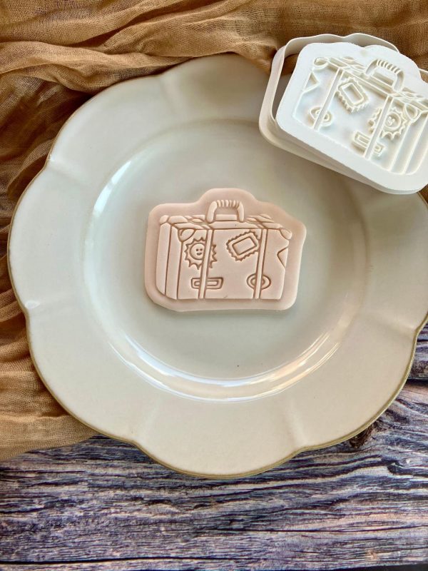 Suitcase Cookie Cutter and Fondant Embosser, Travel, Holiday, Vacation, Pilot, Air Hostess