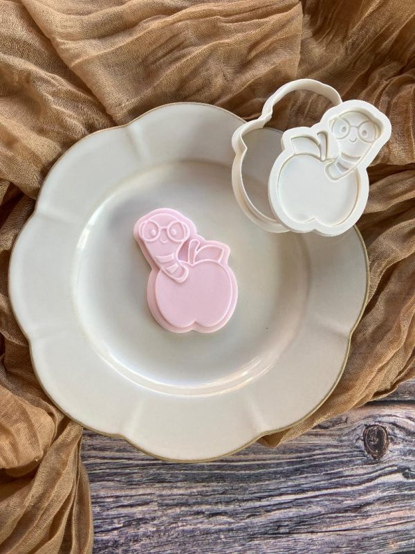 Worm In An Apple Cookie Cookie Cutter and Multi Pop Embosser Worm In An Apple Cookie Cookie Cutter and Multi Pop Embosser