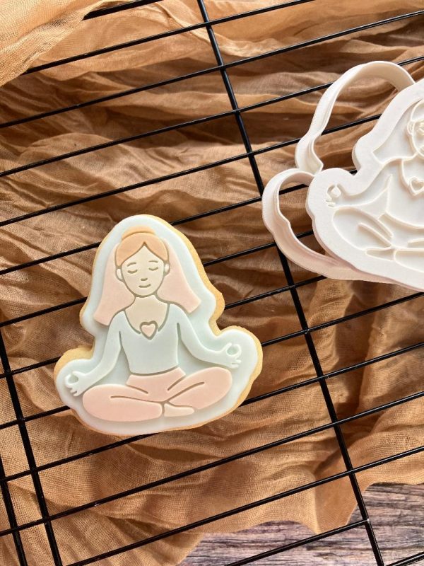 yoga 3 Yoga Bride Cookie Cutter and Fondant Embosser, Namaste Before The Big Day, Yoga, Relax, Relaxation, Zen, Health, Calm, Self Care