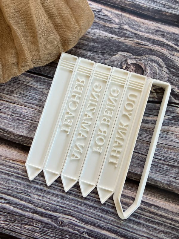 IMG_6217 Set of Pencils Cookie Cutter and Fondant Stamps, Teacher Appreciation, Thank You Teacher, Thankyou