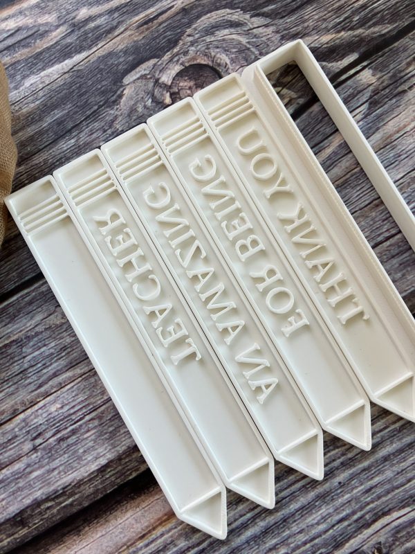 IMG_6218 Set of Pencils Cookie Cutter and Fondant Stamps, Teacher Appreciation, Thank You Teacher, Thankyou