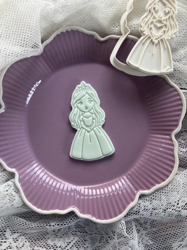 Princess Cookie Cutter and Fondant Stamp, Kids Sugar Cookies, Pretty Princess