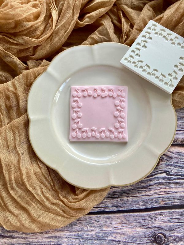 cherry border 3 Cherry Frame Fondant Stamp – Cherry Border Pattern