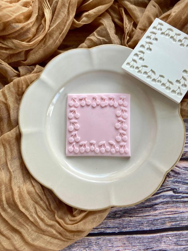 cherry border 4 Cherry Frame Fondant Stamp – Cherry Border Pattern