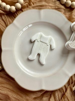 8cm babygro cookie cutter and fondant embosser with textured detail