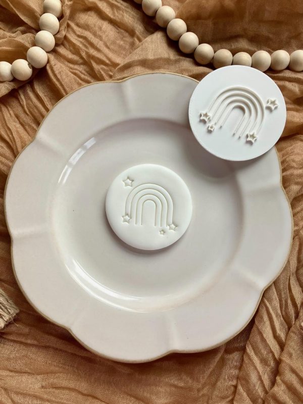 Rainbow & Star Print Fondant Embosser – Pretty Pattern Stamp (7cm)