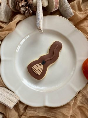 10cm broom cookie cutter and fondant embosser with Halloween witch design