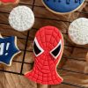 8cm spider hero cookie cutter and fondant embosser with webbed face and eye details