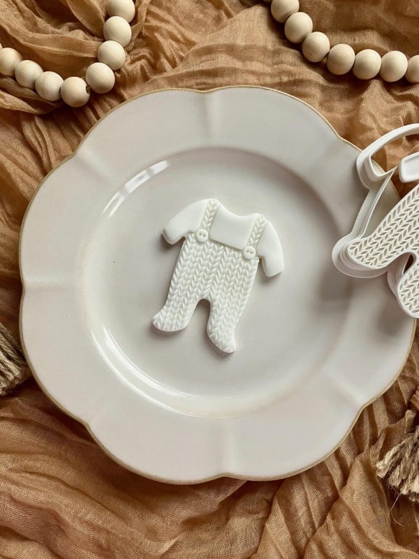 3 Babygro Cookie Cutter & Fondant Embosser β Textured Baby Outfit Design (8cm)