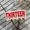 3 “Thirteen” Cookie Cutter & Fondant Embosser – Blood Drip Font Halloween Design (8cm)