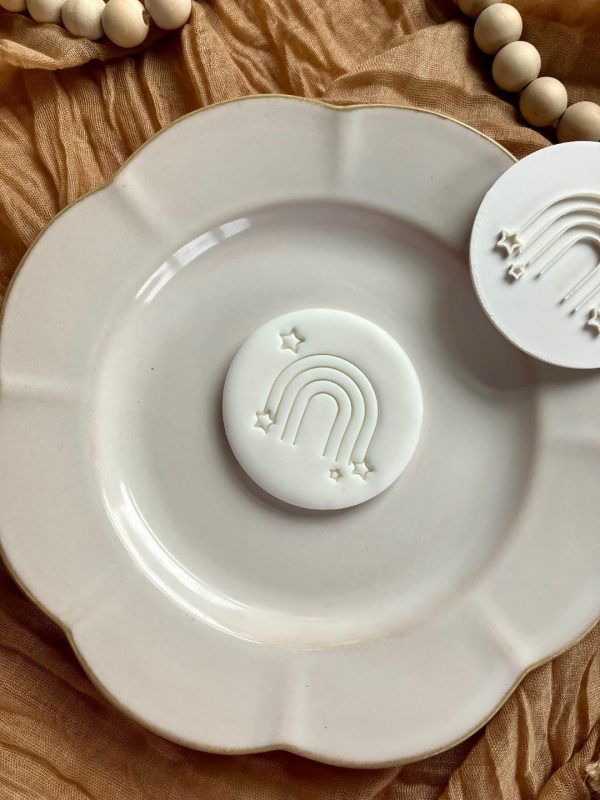 Rainbow & Star Print Fondant Embosser – Pretty Pattern Stamp (7cm)