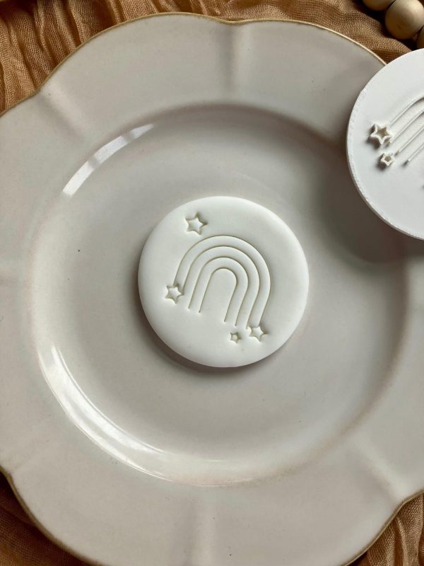 Rainbow & Star Print Fondant Embosser – Pretty Pattern Stamp (7cm)