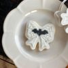 bat bow 5 Bow-Shaped Cookie Cutter & Fondant Embosser β Bat & Spiderweb Halloween Design (8cm)