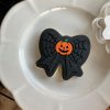 bow 4 Bow-Shaped Cookie Cutter & Fondant Embosser โ Pumpkin Centre & Spiderweb Design (8cm)