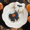 bow 5 Bow-Shaped Cookie Cutter & Fondant Embosser โ Pumpkin Centre & Spiderweb Design (8cm)