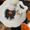 bows 3 Bow-Shaped Cookie Cutter & Fondant Embosser β Bat & Spiderweb Halloween Design (8cm)