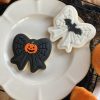 bows 4 Bow-Shaped Cookie Cutter & Fondant Embosser β Bat & Spiderweb Halloween Design (8cm)